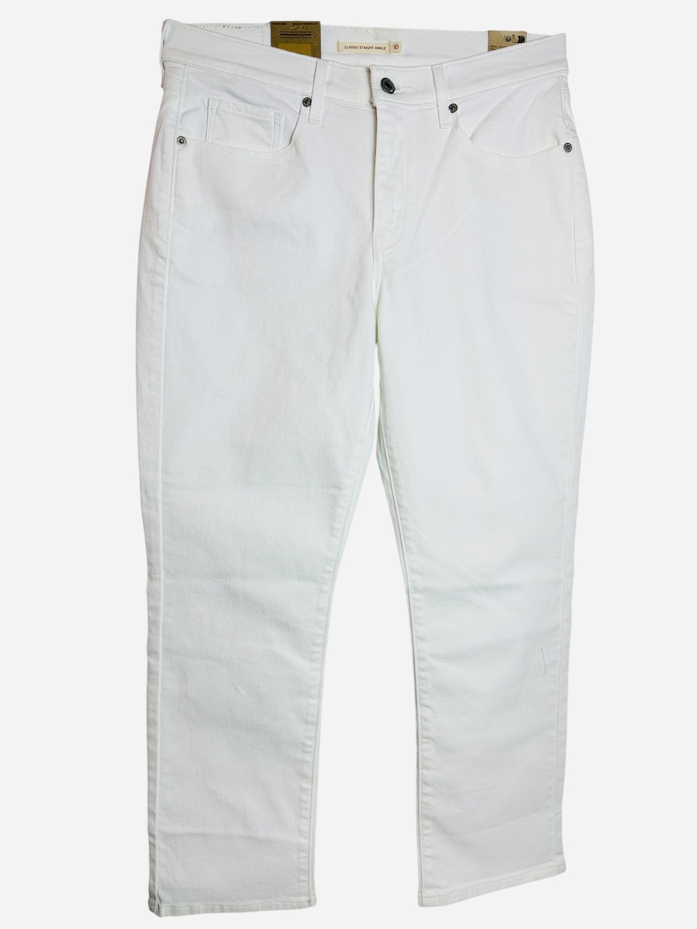 Levi's Classic Straight Ankle Jeans Womens 10 White Mid Rise Stretch Denim